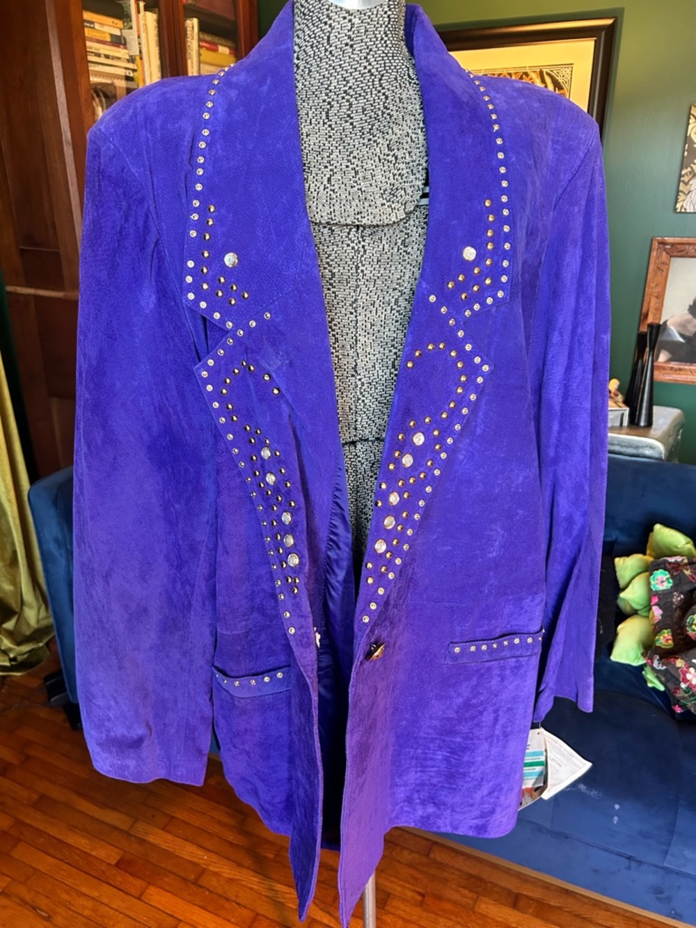 Purple Studded Suede Women's Blazer Jacket